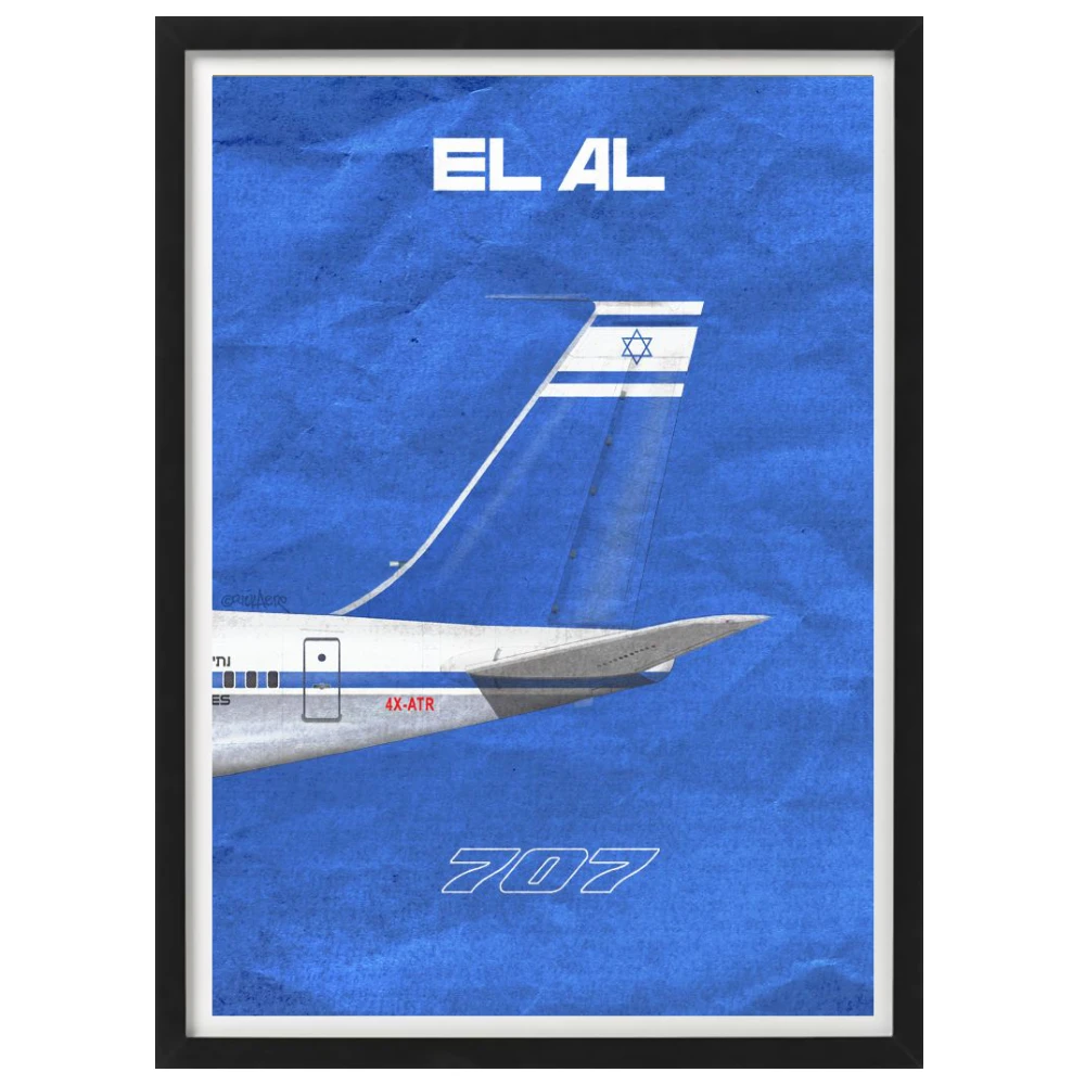 Boeing 707 Израиль EL AL авиакомпании путешествия туризма символ крафт постер