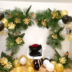 Искусственные листья, растения с рассеянным хвостом, золотистые зеленые листья черепахи для сада, домашний декор, Осеннее украшение, свадьба, лесвечерние, 5 шт.