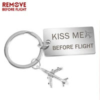 fashion car key chains kiss me before flight car keychains mens key ring chain for aviation gifts airworthy metal key holder