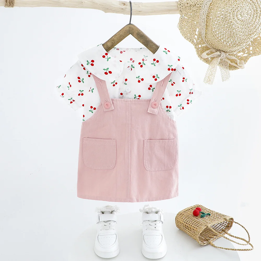 Комплект летней одежды для маленьких девочек шорты рукава рубашка платье на