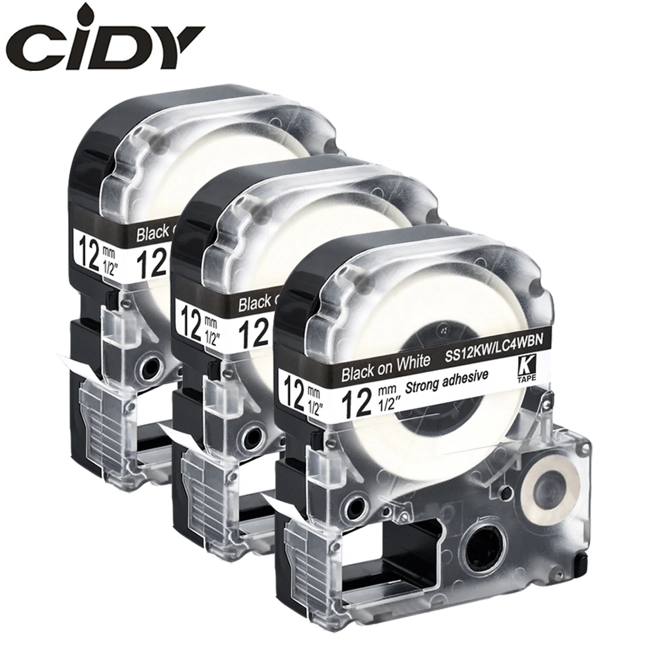 CIDY 3 шт. 12 мм черно-белая лента SS12 кВт/Φ для этикеток kingjim/epson label maker SR150 LW300 LW400 |