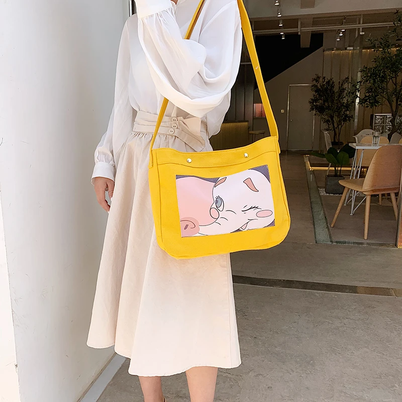 

New Bag For Women 2021 Fashion Canvas Bag Lovely Printing Messenger Crossbody Bag Ladies Shoulder Handbag Women Teenager Girls