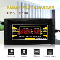 Full Automatic Smart 12V 10A 20-150AH Lead Acid/GEL Battery Charger w/ LCD Display Plug Smart Fast Battery Charger
