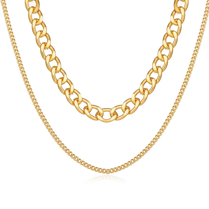

Temperament Thick Chain Double Layer Necklace Jewelry Accessories 2021