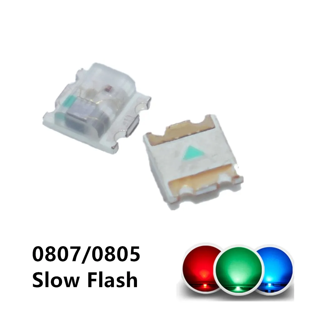 100 шт. мигающий светодиодный SMD диод 0805 RGB тока диода вспышки Alto Brilho 0807