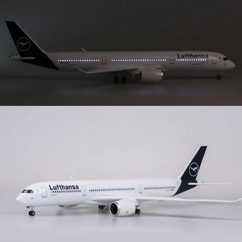Модель самолета 47 см масштаб 1/142 аэробус A350 модель Lufthansa со светом и колесами из