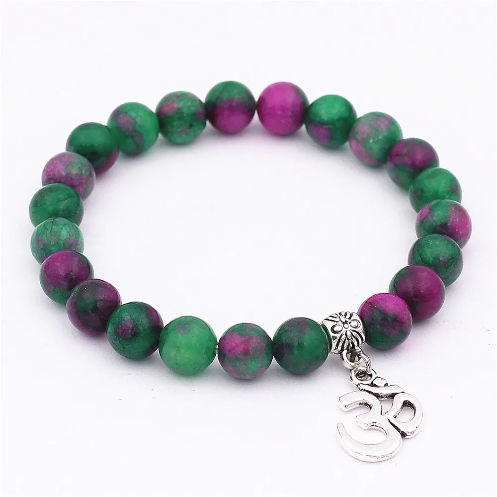 

DGW Natural Stone Strand OM Lotus Bracelet Yoga Chakra Mala Women Men Beaded Charm Bracelet Jewelry Pulseras dropshipping