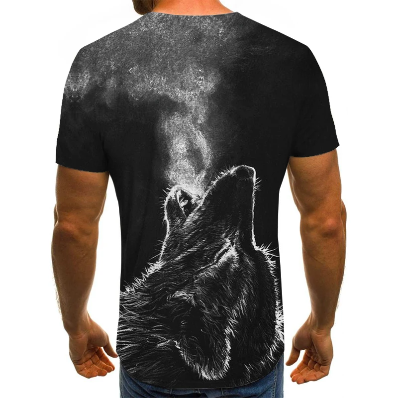 

Male Fashion Male 2021 Newest Wolf Print Animal Cool Funny T-Shirt Men Short Sleeve Summer Women's Clothing Tops