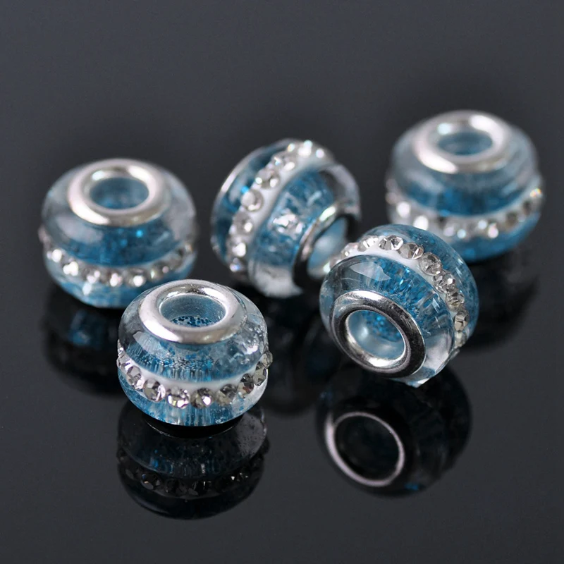 5 шт. 14 мм круглые лампворк стеклянные бусины с большим отверстием для
