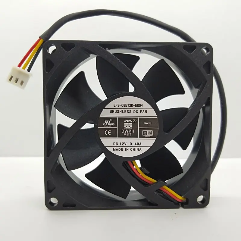 

EW DWPH EFC-08E12D-EF05 DC 12V 0.4A 80x80x25mm 3-wire Server Cooling Fan