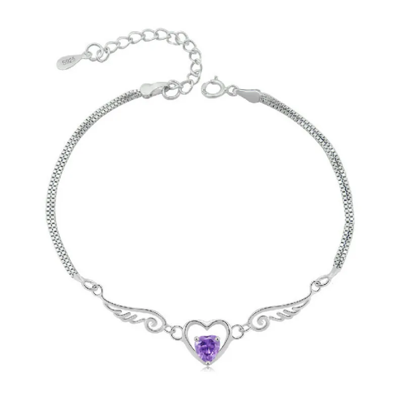 Женский браслет из серебра 100% пробы с подвесками и кристаллами | Украшения