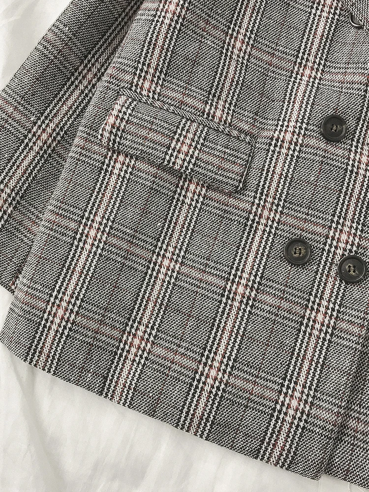 

Casual Small Suit 2021 New Women's Autumn and Winter Retro Loose British Style Thickened Plaid Suit Jacket Coat Fashion Trend