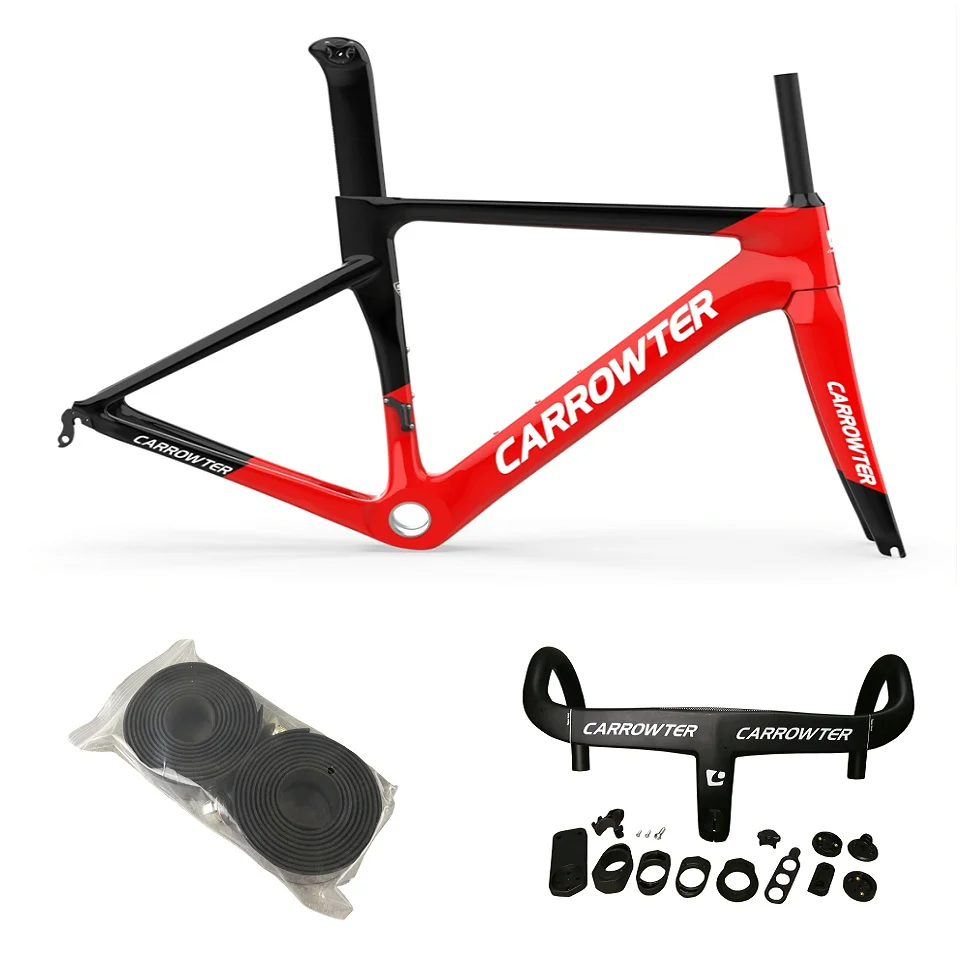 

Red Black T1000 UD CARROWTER Carbon Road Frames Bike 48 51 54 56cm Bicycle Frameset Intergrated Handlebar Ship XDB DPD UPS