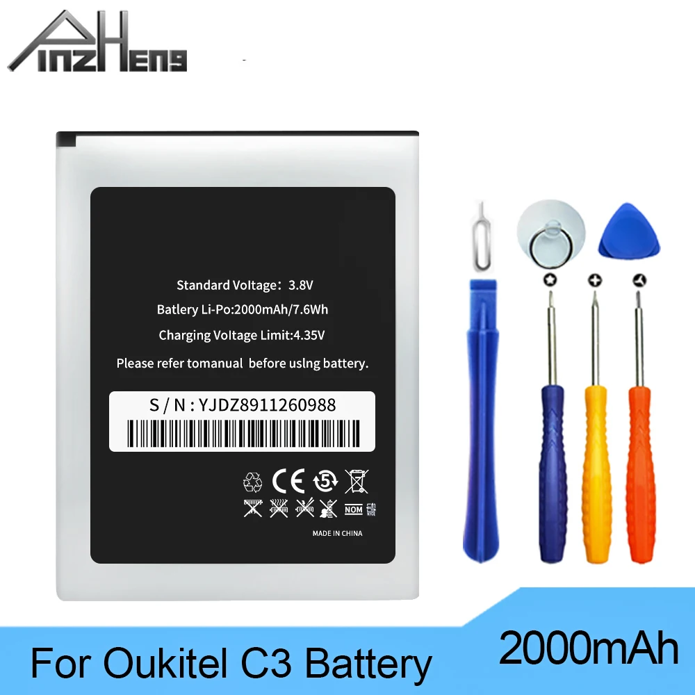 PINZHENG Мобильный телефон батарея для Oukitel C3 2000mAh Высокое качество реальная емкость
