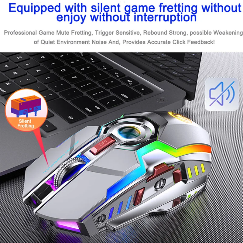gaming mouse rechargeable wireless mouse silent 1600 dpi ergonomic 7 keys rgb led backlit 2 4g usb optical for laptop computer free global shipping
