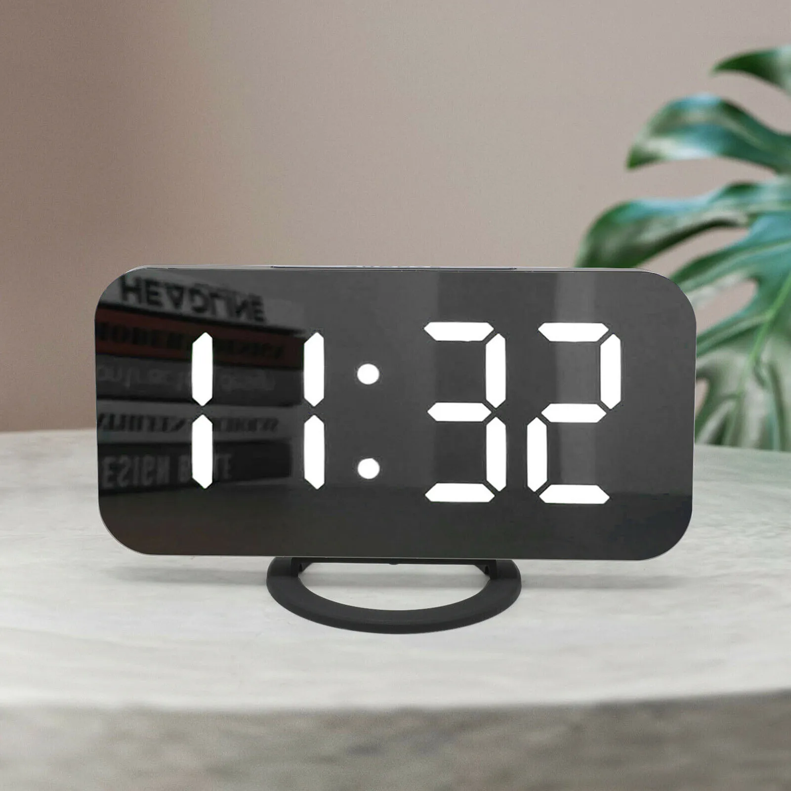 

Led Digital Mirror Alarm Clock Multifunction Snooze Display Time Night LCD Light Table Desktop Bedside Clock