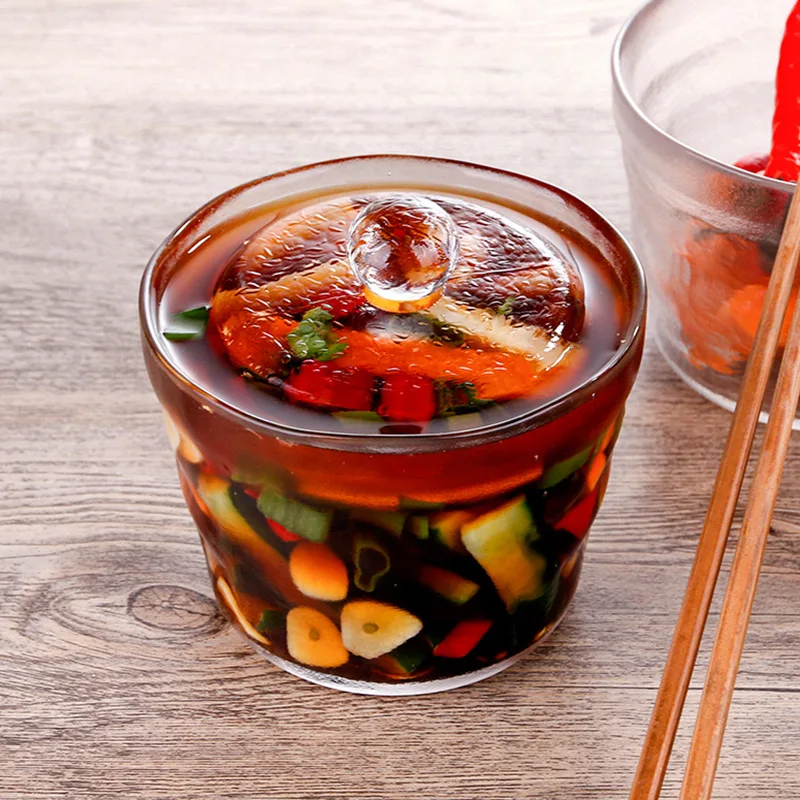 Прозрачная баночка из матового стекла в японском стиле для пикников хранения на