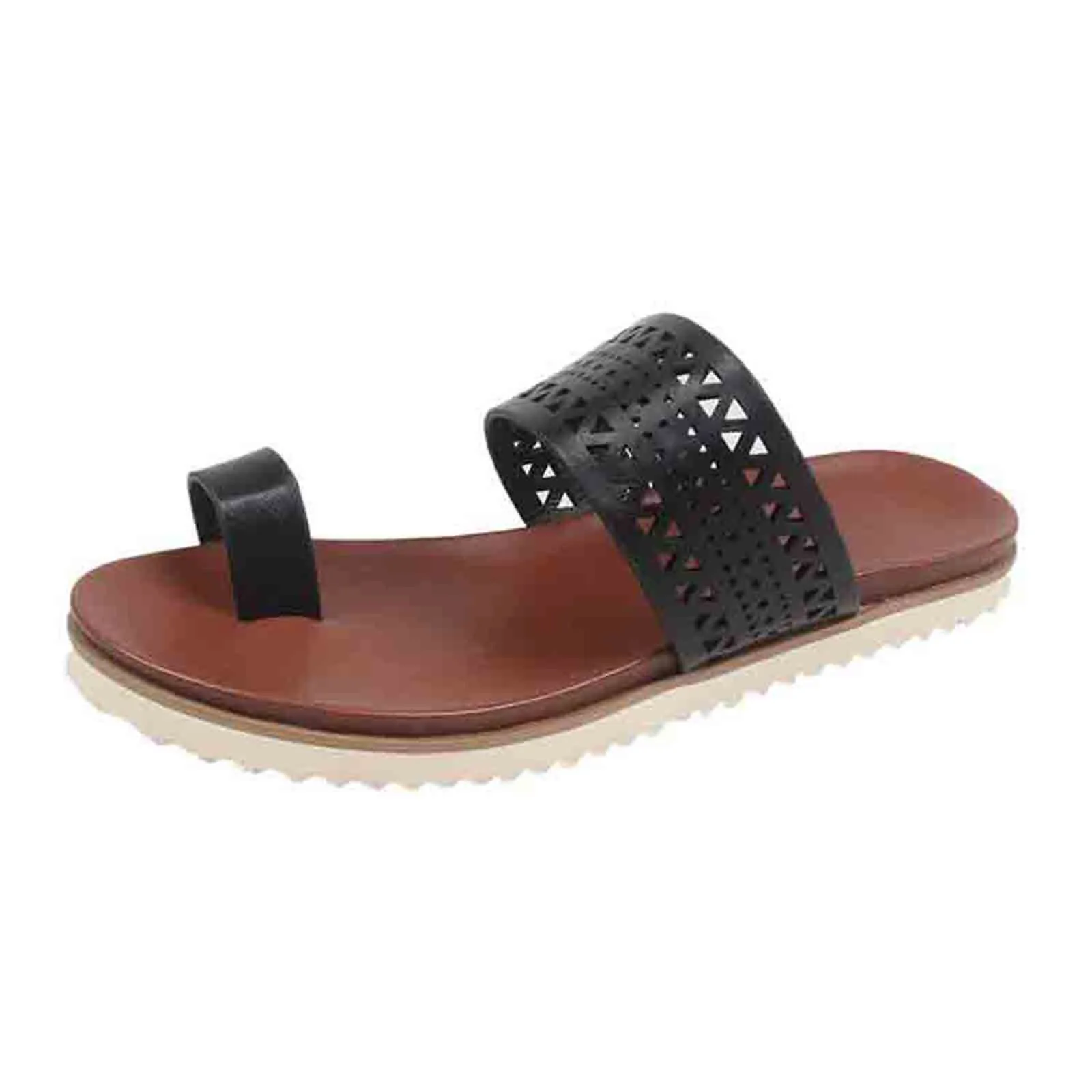 

Summer New Flat-bottomed Slippers Flat-heeled Beach Shoes Fashion Ladies Summer Fashion Large Size Hollow Set Toe Flat Sandals