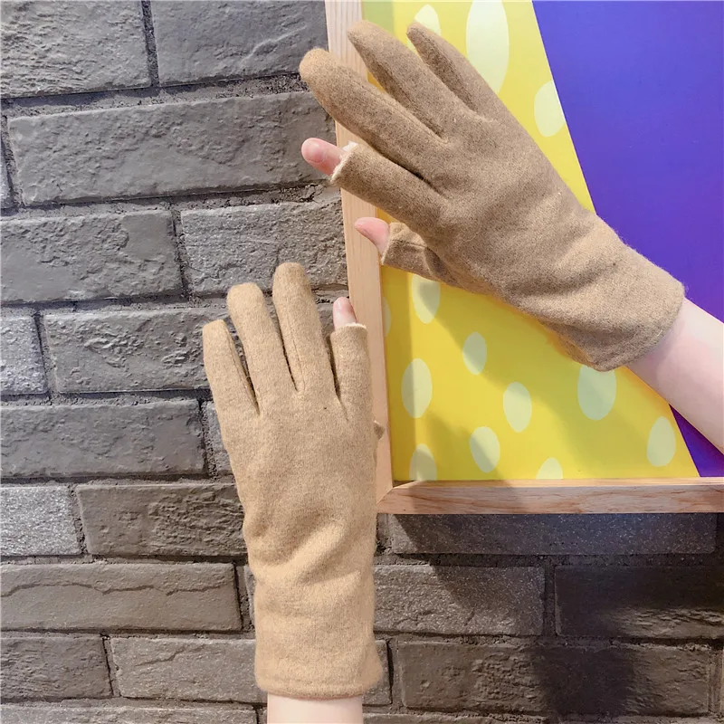 

Five Fingers Touch Contracted Plate Cashmere Refers To Women with Thick Gloves Lovely Warm Gloves Luvas Mitaine Gant Femme