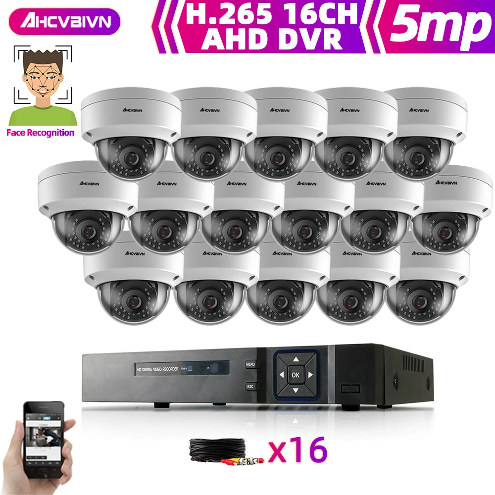 

H.265 5MP Ultra HD 16CH DVR комплект камер видеонаблюдения Система безопасности 5MP CCTV система наружного видеонаблюдения с ночным видением