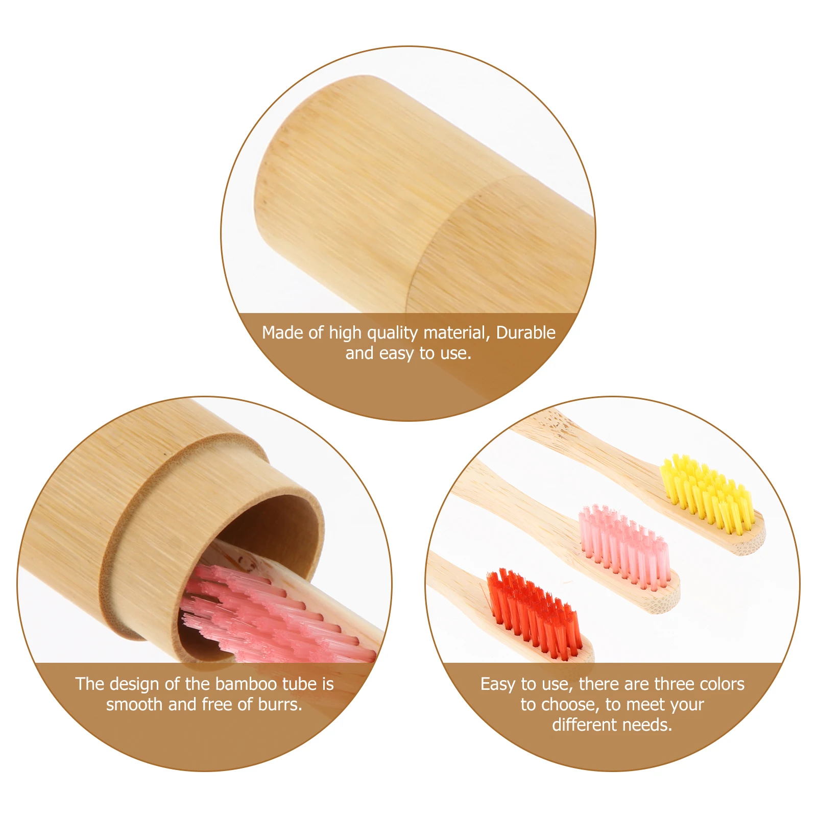 

3 Set Disposable Toothbrushes Bamboo Tubes Kit Degradable Bamboo Toothbrushes