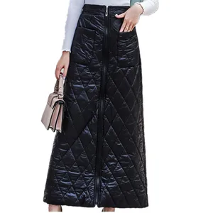 Юбка зимняя женская трапециевидная, на молнии спереди, с высокой талией