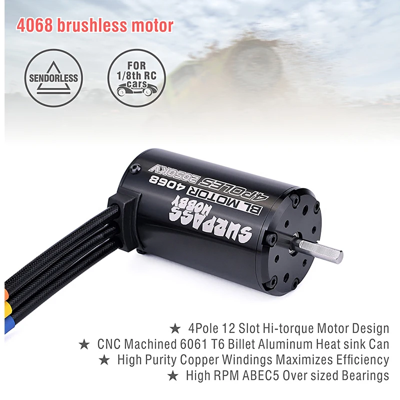 SURPASSHOBBY 4068 2050KV бесщеточный мотор водонепроницаемый безсенсорный+ 120A ESC для 1:8 RC Drift Racing внедорожный альпинистский автомобиль
