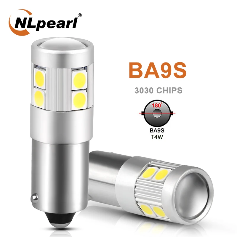 NLpearl 2x сигнальная лампа Ba9s светодиодный лампы T11 BA9S T4W 9SMD 3030 чипы для номерного