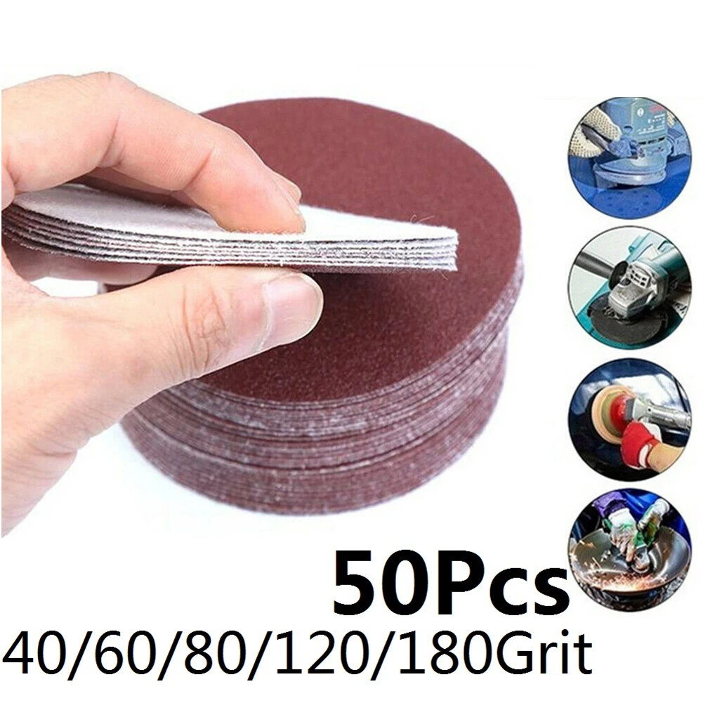 

50 Pcs Sand Paper Sanding Disc Pad W/ Hook&Loop 3 Inch 75mm 40-180 Grit For Metal Jewelry Polishing Grinder Accessories