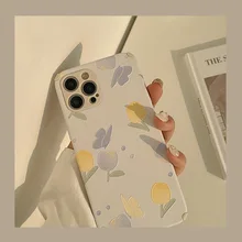 Cute Oil Painting Butterfly Tulip Flower Phone Case For iPhone 12 11 Pro Max X Xs Max Xr 7 8 Puls SE 2020 Cases Soft TPU Cover