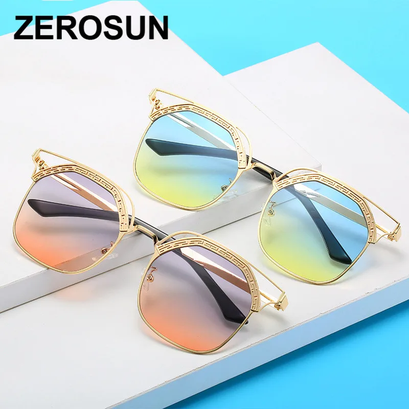 Zerosun роскошные мужские солнцезащитные очки для женщин квадратный градиент