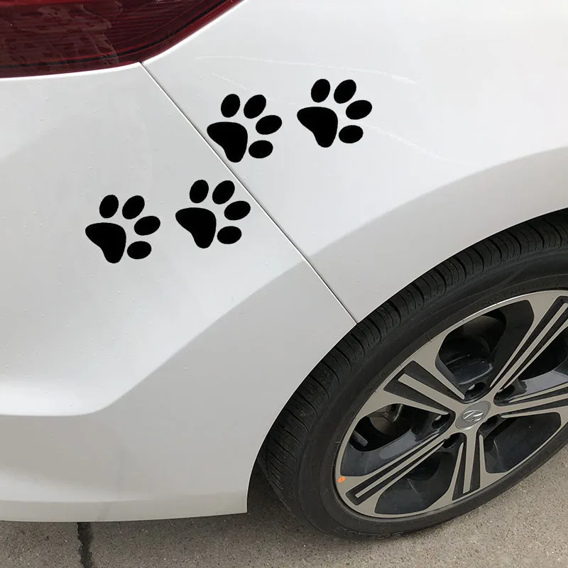 

12.8cm * 12.5cm Animal Cat Paw Print Fun PVC Waterproof Sunscreen Decal Motorcycle Sticker Black/silver