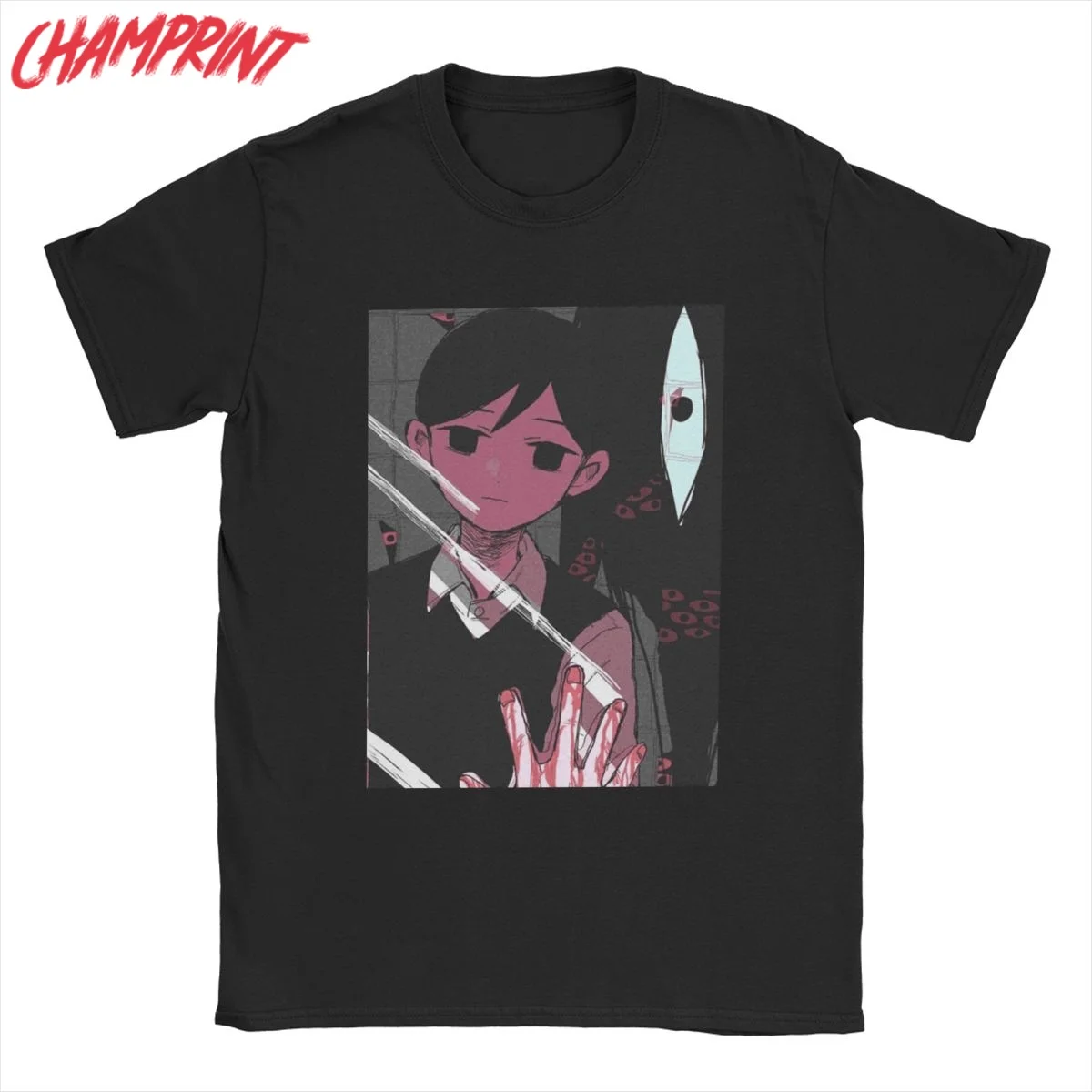 

Men's T-Shirt Cute Omori Fashion 100% Cotton Tee Shirt Short Sleeve Horror Game T Shirt Crew Neck Clothes New Arrival