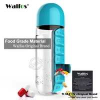 walfos combine daily weekly seven compartments pill box organizer with water bottle with easy water bottle transportation