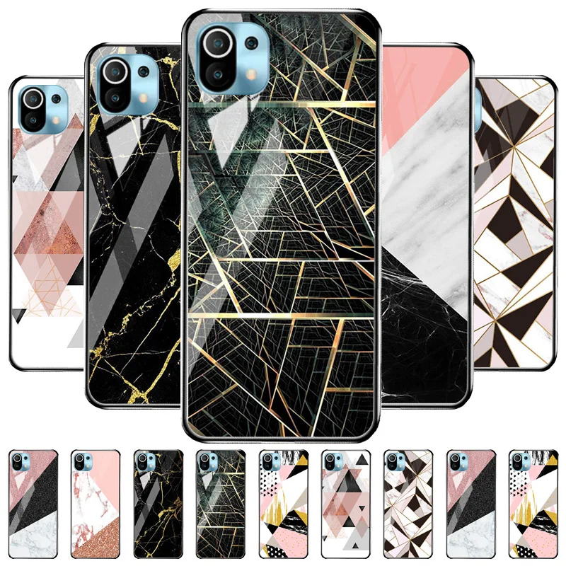 

Marble Case For Xiaomi Mi 11 Lite Case Tempered Glass Cover Xiaomi Mi 10T Lite Mi10 Pro Ultra 10S A1 A2 A3 Mi8 SE MI9 Pro Bumper