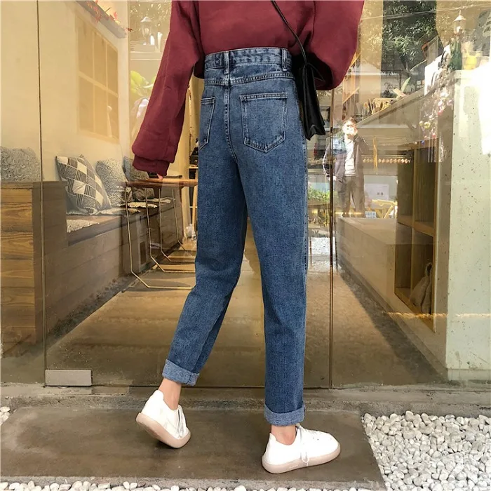 

Autumn and Winter 2020 New Korean Style Versatile Loose Fashion Casual Pants High Waist Slimming Thickened Straight Jeans for