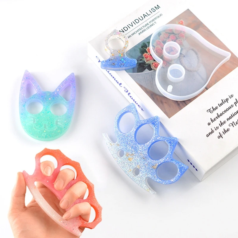 2Pcs DIY Self-Defense Finger Keychain Mold Epoxy Resin Anti-Wolf Knuckles Keyring Silicone Mould Jewelry Tool | Украшения и