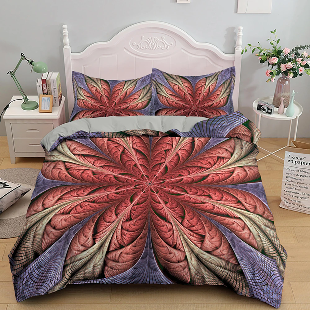 Черный комплект постельного белья из мягкого микрофибры с принтом мандалы в