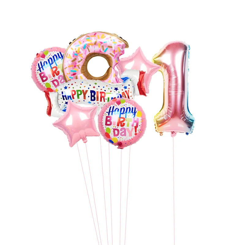 

7pcs/Set Happy Birthday Banner Foil Balloon Boy Girl Birthday Decoration Kid Party Supplies Donut Helium Globos Toys Baby Shower