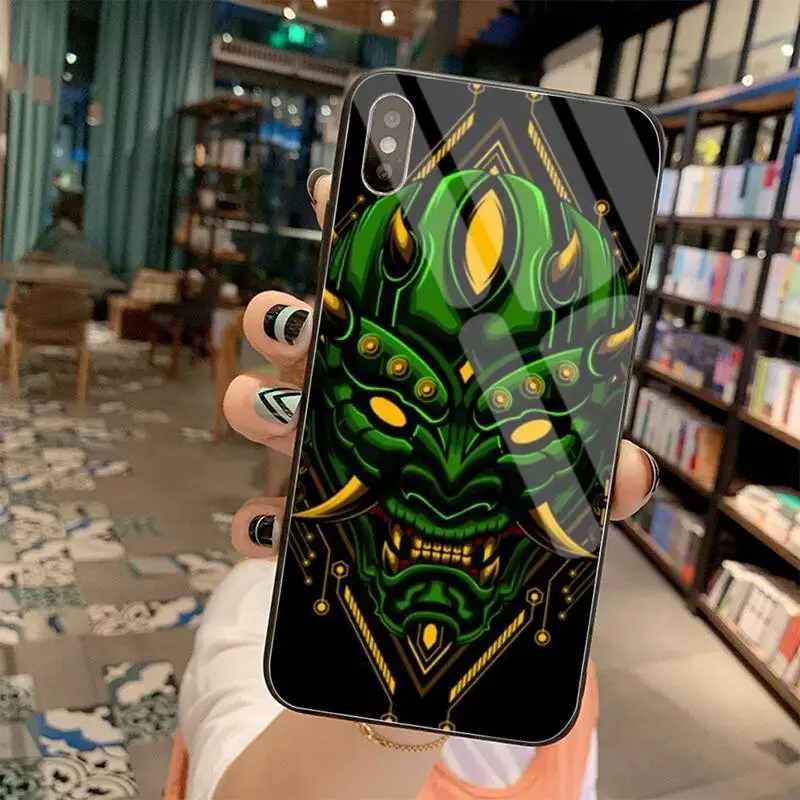 

Japanese samurai oni mask Coque Shell Phone Case Tempered Glass For iPhone 11 Pro XR XS MAX 8 X 7 6S 6 Plus SE 2020 case