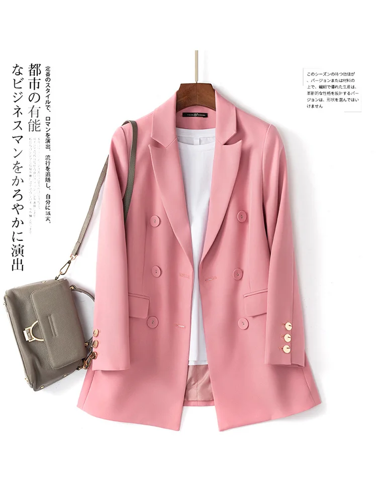 Стильные корейские женские костюмы Свободный Повседневный однотонный розовый