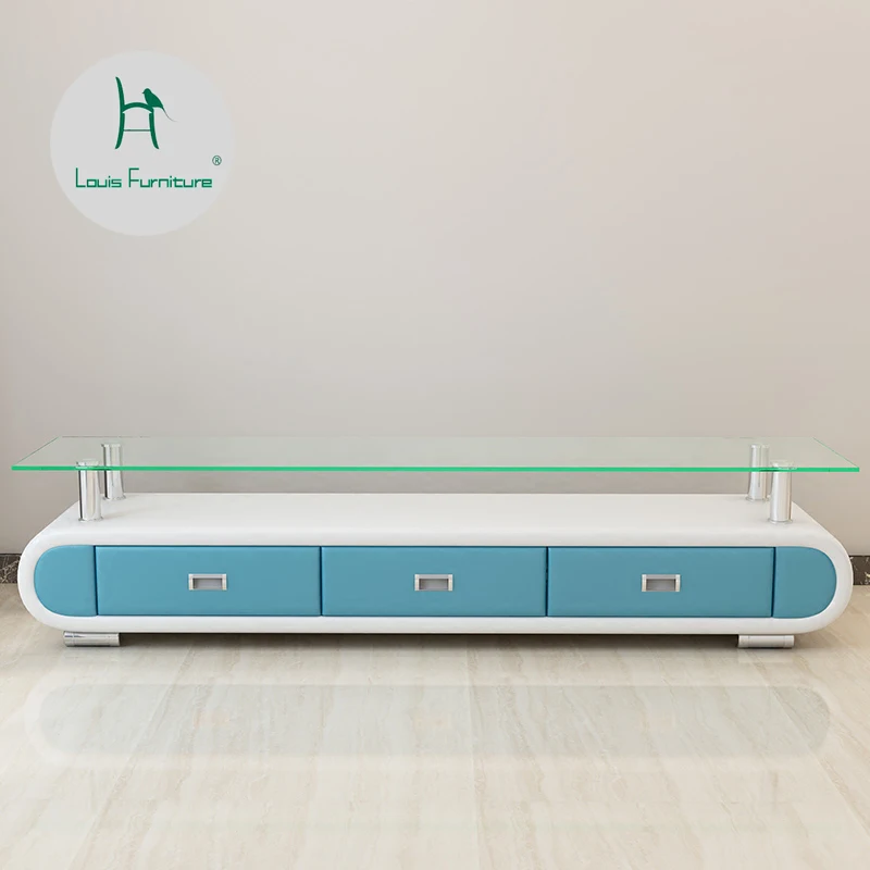 

Louis Fashion Living Room Cabinets Simple , small family tea table , combined toughened glass TV