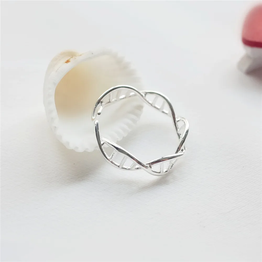 Flyleaf 925 пробы серебряные женские открытые кольца с двойной структурой завитка ДНК