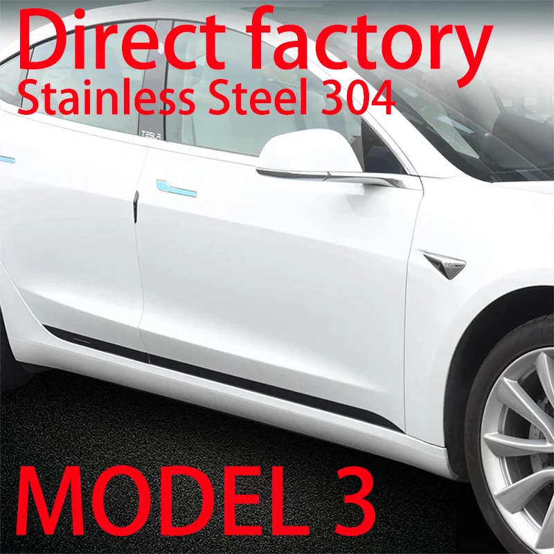 

For Tesla 2020 and 2021 Model 3 SUS 304 Stainless Steel Molding Exterior Cover Body Side Door Edge Guard Trim