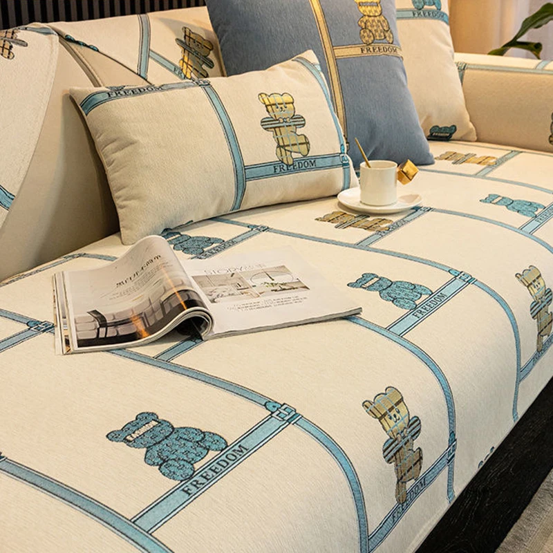 Роскошное позолоченное покрывало для дивана из синели Современные чехлы