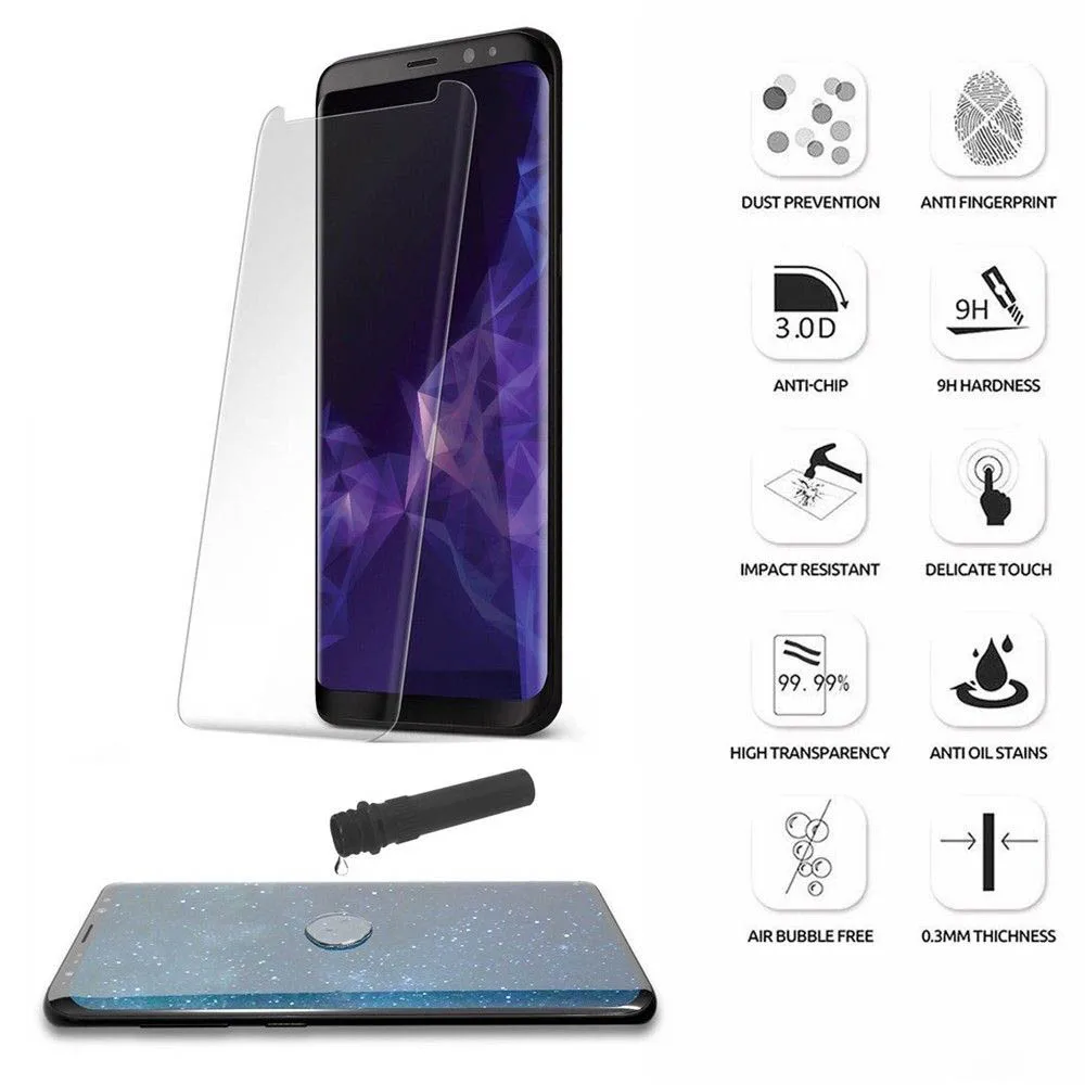 Ультрафиолет закаленное стекло для samsung Note 10 8 S9 S8 S7 Edge 5D полный жидкий клей
