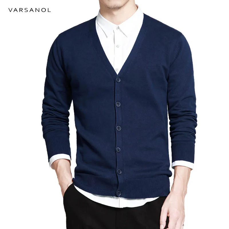 varsnaol new brand sweater men v neck solid slim fit knitting mens sweaters cardigan male 2018 autumn fashion casual tops hots free global shipping