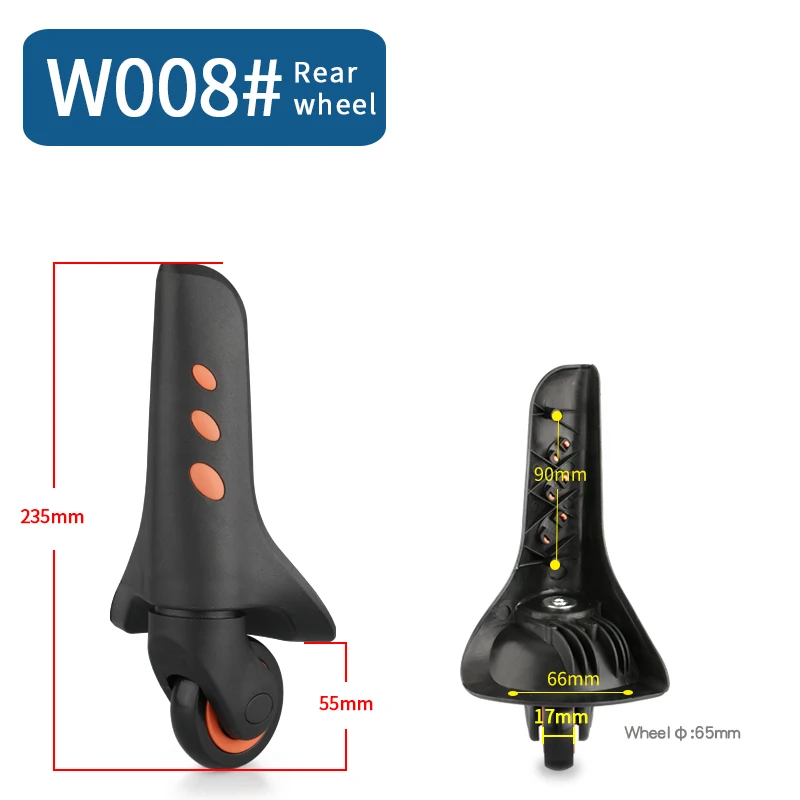 W008(2 Wheels)Rear Сменные колеса для багажа, чемодана, продукт, дорожная сумка, колесики для ремонта, износостойкая тяга, коробка, багажные колеса - Цвет: W008(2 Wheels)Rear