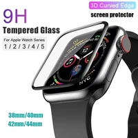 3d 9h hd tempered glass for apple watch series 6 se 5 4 3 2 1 38mm 42mm 40mm 44mm full cover curved edge screen protector