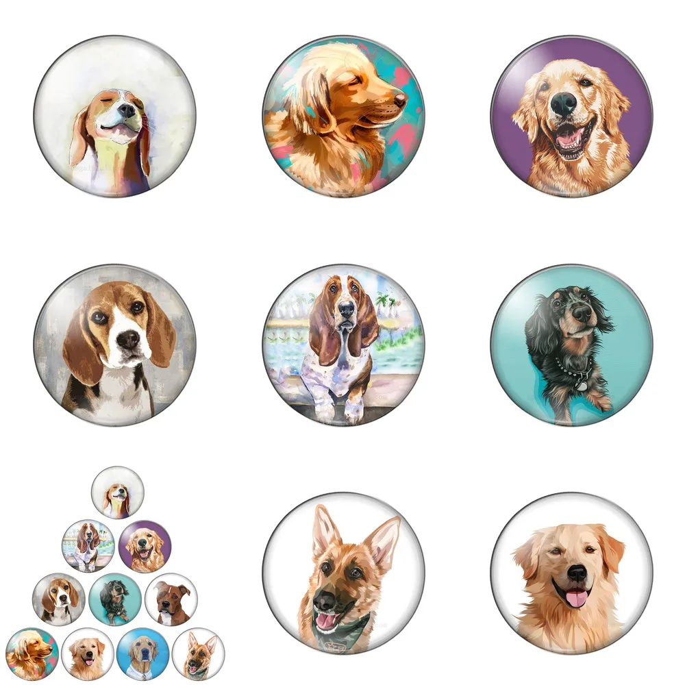 

Cute Dogs Love Pet Bulldog Shepherd Dog 12mm/14mm/16mm/18mm/20mm/25mm Round Photo Glass Cabochon Demo Flat Back Making Findings